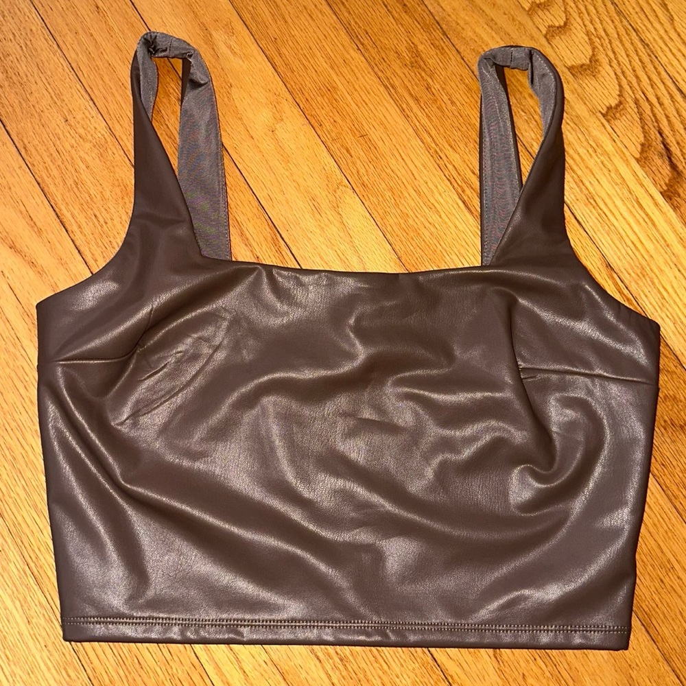 Brand New Brown Faux Leather Crop Top